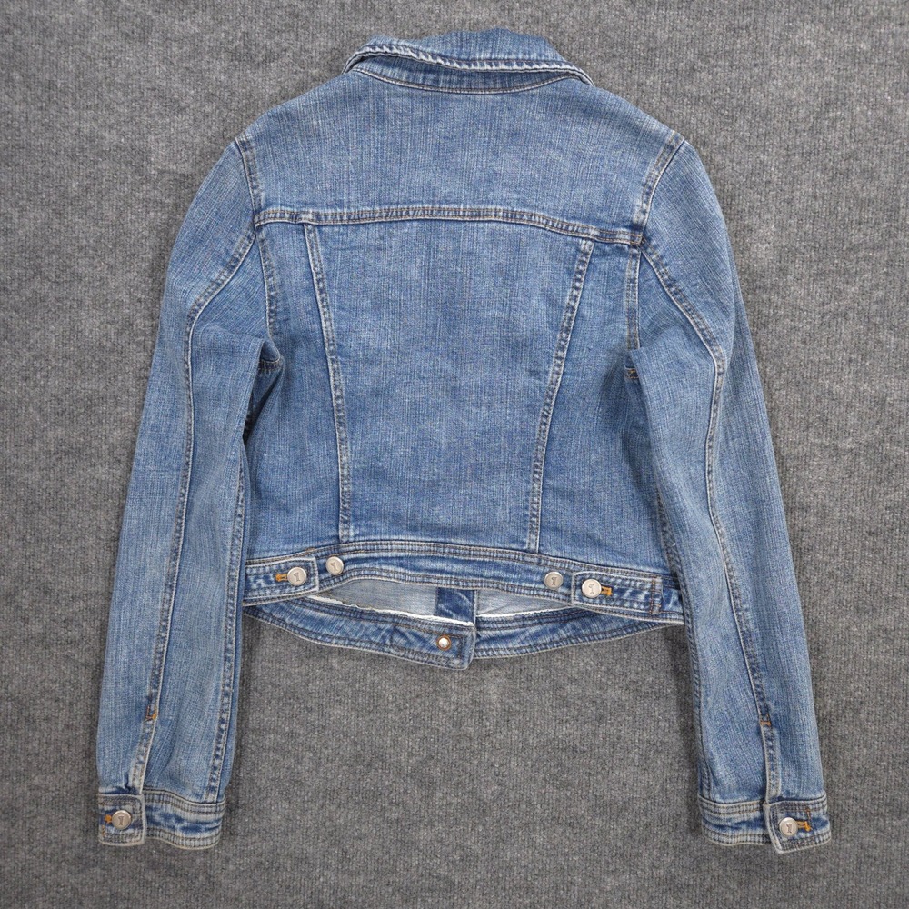 Anthropologie Pilcro Denim Trucker Jacket Womens M Blue Cropped Medium Wash - Picture 4 of 10
